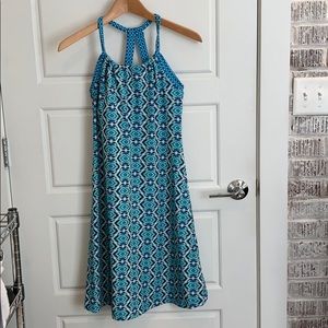 Prana blue green pattered cotton dress